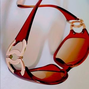 Chanel Brown Frame Gold Tone CC Sunglasses